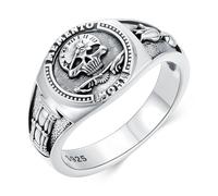 PROESS Memento Mori Anello 925 Argento Sterling Teschio Anello Memento Mori Gioielli Regali per Donne e Uomini, 7, Argento sterling
