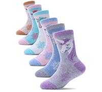 PROETRADE Calcetines Niños Niñas, Calcetines de Lana Cálidos, de Senderismo, Deportivos, Gruesos, Térmicos, de Invierno, de Navidad, Regalos, 6 Pares (Unicornio, 4-7 Años)