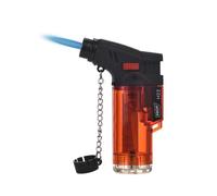 PROF Accendino H22 Turbo Trasparente con Copricatena di Sicurezza - Jet Lighter - Ricaricabile - Vari Colori - 1 pz.