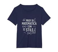 Prof di Matematica con Stile - Maglietta Insegnante Maglietta, Donna Plus-Size, Navy, 5X