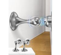 Profasion Fermaporta magnetici, confezione da 2, in acciaio inossidabile, per montaggio a parete e pavimento, per tenere la porta aperta, senza forare, con nastri adesivi 3D, argento