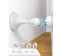 Profasion Fermaporta magnetici, confezione da 4 pezzi, in acciaio inox, per montaggio a parete e pavimento, per tenere la porta aperta, senza fori, con nastri adesivi 3D, bianco