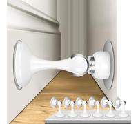 Profasion - Fermaporta magnetico, confezione da 6, in acciaio inossidabile, per montaggio a parete e pavimento, supporto per tenere le porte aperte, non richiede forature, con adesivi 3D, bianco