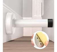 Profasion Fermaporta senza fori, protezione per pareti con punta imbottita in gomma, in acciaio inossidabile 304, fermaporta per la parte inferiore e superiore della porta, bianco