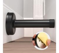 Profasion Fermaporta senza fori, protezione per pareti con punta imbottita in gomma, in acciaio inossidabile 304, fermaporta per la parte inferiore e superiore della porta, nero