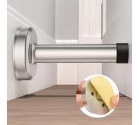 Profasion Fermaporta senza fori, protezione per pareti con punta imbottita in gomma, in acciaio inossidabile 304, fermaporta per la parte inferiore e superiore della porta, argento
