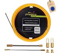 PROFERCA Sonda Passacavi 3mm 15 metri | Sonda Elettricista Professionale | Accessori Intercambiabili | Molla Elettricista | Sonda Fine | Tubi Stretti | sonda passacavi elettrica