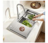 Professal - Lavello da cucina in acciaio INOX, 85 x 50 cm, vasca singola profonda 22 cm, design extra fatto a mano, con rivestimento di scarico e filtro inclusi.