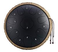 Professional 12 Pollici 15 Notes Thumue Thumue Drum, D Strumento Di Percussione Compatto K Key Con Decorazione Della Corda, Borsa Da Viaggio, Libro Di Musica, Mazzetti, Picks (Color : Black)