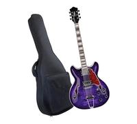 Professional Adult Electric Guitar Chitarra Elettrica Jazz Con Ponte E Borsa Trapezoidali Con Cordiera Semi Cava(Purple)