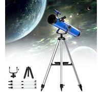 Professional Astronomical Telescope Children Adults, 76Mm Aperture 700Mm Reflective Telescope, High Magnification Stargazing Portable Travel Telescope with Carry Bag, Tripod,Blue WOWCSXWC
