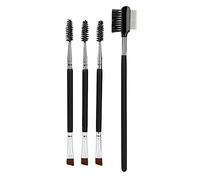 Professional Eyebrow Brush Set 4pcs Double Head Eyebrow Brush and Eyelash Comb Soft Hair Cosmetic Makeup Tool Kit for Beginners and Professional Artists Wooden Handle Artificial