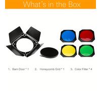 Professional Godox BD-04 Porta Gradi con a d'Ape e 4 Filtri a 4 Colori per Riflettori da Studio da 18 cm