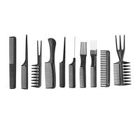 Professional Hair Comb Set 10Pcs Barber Styling Tools for Salon Home Use PP Material Black Color Various Sizes
