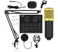 Professional Live Streaming Equipment, Microphone Set, Black and Gold Microphone Set, Recording Studio Microphone, User Friendly Live Streaming Kit, Recording Studio Supplies for Anchors, Singers