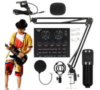 Professional Live Streaming Equipment, Microphone Set, Black and Gold Microphone Set, Recording Studio Microphone, User Friendly Live Streaming Kit, Recording Studio Supplies for Anchors, Singers
