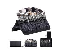 Professional Makeup Brushes Organizer Bag Makeup Artist Cosmetic Case Leather Makeup Handbag Black Travel Portable