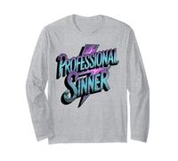 Professional Sinner - Divertente ateo Non Religioso Maglia a Manica