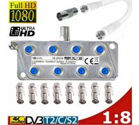 Professionale 8fach IEC TV Switch Distributore Antenna Cavo Adattatore Via