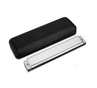 Professionale Armonica Strumento Musicale Armonica Tremolo Ad Ancia In Bronzo Fosforoso A 24 Fori Con Custodia Per Il Trasporto (Color : Silver_BA Key)