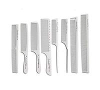 Professionale Bianco/Nero/Off Bianco Barber Carbonio Pettine Resistente al calore e Anti Statico Pettine Set 8-Piece/10-Piece Set Preferito (White)