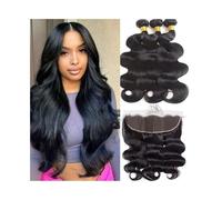 Professionale Body Wave 3 Bundles con Frontale Brasiliano Non Trattato Tessuto di Capelli Umani con Parte Libera 13x4 Pizzo Frontale con Capelli Pre-Spennati per treccine(18 18 18 Frontal 16)