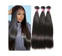 Professionale Bundle di capelli lisci, extension di capelli umani brasiliani, 1/3 pezzi, doppia trama, bundle di capelli lisci neri naturali Remy per treccine(8inches)