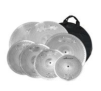 Professionale Crash Piatti Set Di Piatti Muti In Lega A Basso Volume Confezione Da 7 Pezzi 10 12 14 16 18 20 Con Borsa Per Esercitarsi Sulla Batteria(Matte Silver)