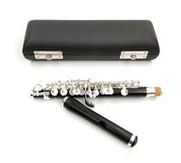 Professionale Flauto Traverso Corpo In Legno, Tasti Placcati In Argento, Piccolo In Chiave C, Strumento Per Flauto Di Mezza Misura Con Custodia (Color : Black)