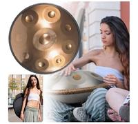 Professionale Handpan Drum Instrument 432Hz/440 Strumento A Tamburo A Mano, 9/10/12 Note Steel Hand Drum, Strumento Handpan Tamburo Handpan Per Adulti, Percussioni Armoniche Hand Drum(Gold,9 Notes (44