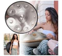Professionale Handpan Drum Instrument 432Hz/440 Strumento A Tamburo A Mano, 9/10/12 Note Steel Hand Drum, Strumento Handpan Tamburo Handpan Per Adulti, Percussioni Armoniche Hand Drum(Silver,10 Notes