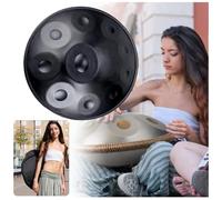 Professionale Handpan Drum Instrument 432Hz/440 Strumento A Tamburo A Mano, 9/10/12 Note Steel Hand Drum, Strumento Handpan Tamburo Handpan Per Adulti, Percussioni Armoniche Hand Drum(Black,10 Notes (