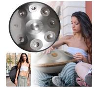 Professionale Handpan Drum Instrument 432Hz/440 Strumento A Tamburo A Mano, 9/10/12 Note Steel Hand Drum, Strumento Handpan Tamburo Handpan Per Adulti, Percussioni Armoniche Hand Drum(Silver,9 Notes (