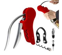professionale - manuale - Set di 5 in metallo - Apribottiglie rapido a forma di cigno - Accessorio per la casa con tagliapatappi e tappo