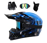 Professionale MTB Casco da Motocross, con Occhiali Guanti Maschera, Gioventù Bambini Integrale Fuoristrada Strada Motocicletta Caschi, In Discesa Enduro Bici da Cross ATV Casco