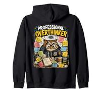 Professionale Overthinker Ansia Divertente E Overthinking Gufo Felpa con Cappuccio