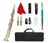 Professionale Sassofono Sassofono Soprano Dritto In Sib In Bronzo Ciano, Strumento A Fiato Con Motivo Intagliato In Oro Laccato Con Custodia Ad Ancia