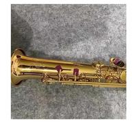 Professionale Sassofono Sax soprano Mi bemolle Sassofono a canne dritte Ottone laccato dorato Produzione artigianale giapponese Musical (Color : Leather bag)