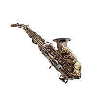 Professionale Sassofono Strumento Musicale Professionale In Materiale Bronzo Fosforoso Piatto Per Sassofono Soprano Curvo Con Accessori (Color : Leather bag)