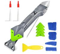 Professionale Strumento per Calafataggio 5 in 1, Rimuovi Silicone Spatola per Silicone togli e Spatola Raschietto per Stucco Strumento Con 5 Cuscinetti Sostituibili Sigillante, 2 ugello per mastice