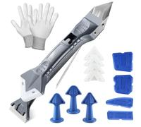 Professionale Strumento per Calafataggio 5 in 1, Rimuovi Silicone Spatola per Silicone togli e Spatola Raschietto per Stucco Strumento Con 5 Cuscinetti Sostituibili Sigillante, 3 ugello per mastice