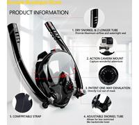 Professionali Adulti 180 ° Maschera da snorkeling a pieno facciale Visione panoramica a occhi larghi Avventure subacquee antiappannamento avanzate a prova di perdite balck-orange