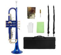 Professionisti tromba Strumento Tromba Blu Tono Sib Corpo In Ottone Chiave Dorata Tromba Con Accessori Per Valvole A Pressione(Color:3/4)