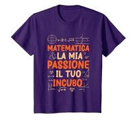 Professore di Matematica Maestro Insegnante di Matematica Maglietta, Bambini, Viola, 4 Anni