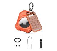 PROfezzion Airtag Custodia Protettiva con Anelli Portachiavi, Cavo ed Etichette, per Valigia Collare Animale Domestico Auto Chiavi Auto Elettriche Borse Bagagli, per Airtag Gps Tracker, (Arancione)