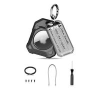 PROfezzion Airtag Custodia Protettiva con Anelli Portachiavi, Cavo ed Etichette, per Valigia Collare Animale Domestico Auto Chiavi Auto Elettriche Borse Bagagli, per Airtag Gps Tracker, (Nero)