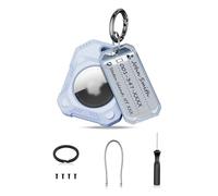 PROfezzion Airtag Custodia Protettiva con Anelli Portachiavi, Cavo ed Etichette, per Valigia Collare Animale Domestico Auto Chiavi Auto Elettriche Borse Bagagli, per Airtag Gps Tracker, (Blu)