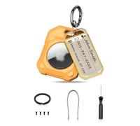 PROfezzion Airtag Custodia Protettiva con Anelli Portachiavi, Cavo ed Etichette, per Valigia Collare Animale Domestico Auto Chiavi Auto Elettriche Borse Bagagli, per Airtag Gps Tracker, (Giallo)
