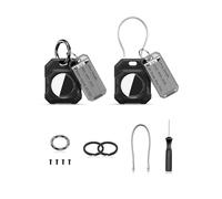 PROfezzion Airtag Custodia Protettiva con Anelli Portachiavi, Cavo ed Etichette, per Valigia Collare Animale Domestico Auto Chiavi Auto Elettriche Borse Bagagli, per Airtag Gps Tracker, (Nero 2pack)