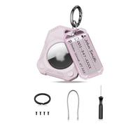 PROfezzion Airtag Custodia Protettiva con Anelli Portachiavi, Cavo ed Etichette, per Valigia Collare Animale Domestico Auto Chiavi Auto Elettriche Borse Bagagli, per Airtag Gps Tracker, (Rosa)